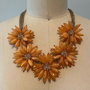 Orange flowers bead necklace statement costume